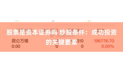 股票是资本证券吗 炒股条件：成功投资的关键要素